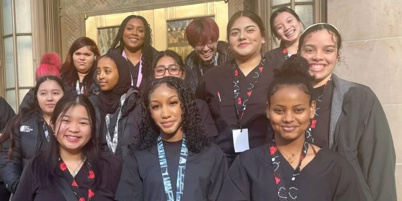 Group of students in black scrubs at Seattle Colleges