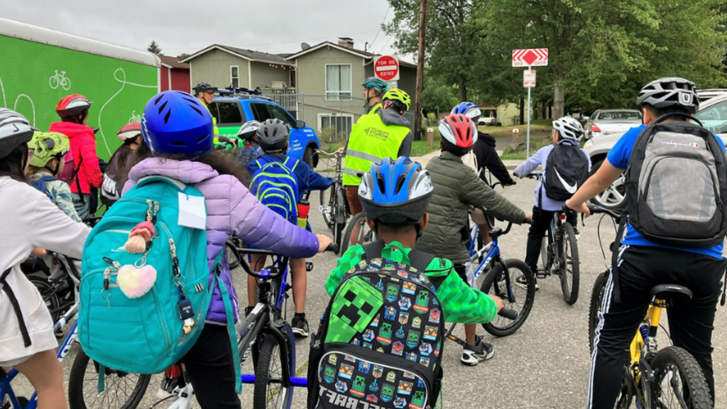 a group of students on bikes and ready to roll to school